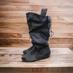 Ardene Womens Black 1/2 in Heel Boots Size 7 Slouch Buckle Everyday‎ Comfort